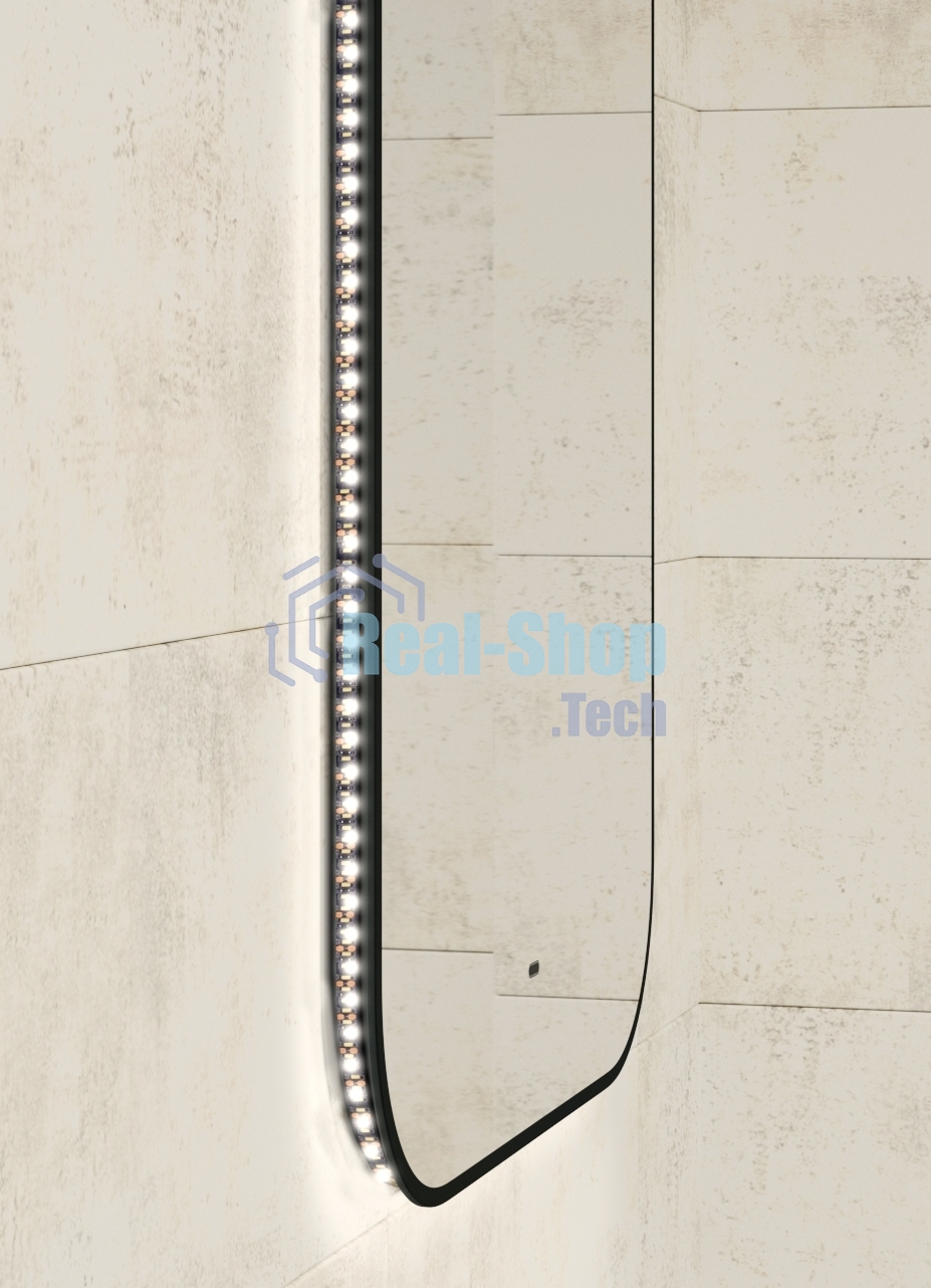 Зеркало Bau Black Rand 60х80, с LED фоновой подсветкой, бесконтактным сенсором, черной окантовкой