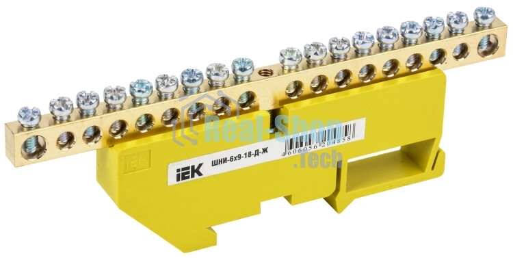 Шина IEK YNN-69-18D-5 PE земля на DIN-изол ШНИ-6х9-18-Д-Ж