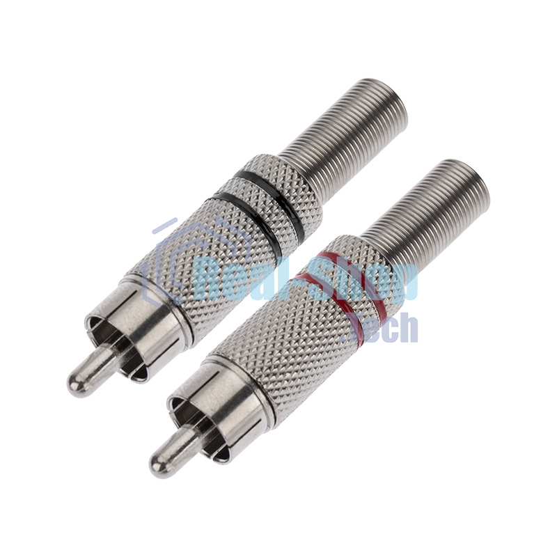 Разъем штекер Proconnect RCA металл пайка ZN черный/красный