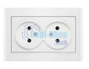 Розетка 2-м СП Бриллиант 16А IP20 защ. шторки без заземл. бел. Universal 7947526