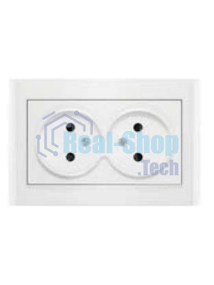 Розетка 2-м СП Бриллиант 16А IP20 защ. шторки без заземл. бел. Universal 7947526