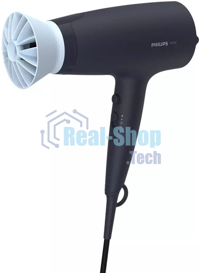Фен Philips Фен Philips/ 2100 Вт, 6 режимов, ионизация, ThermoProtect, концентратор, диффузор, шнур 1,8 м. синий.