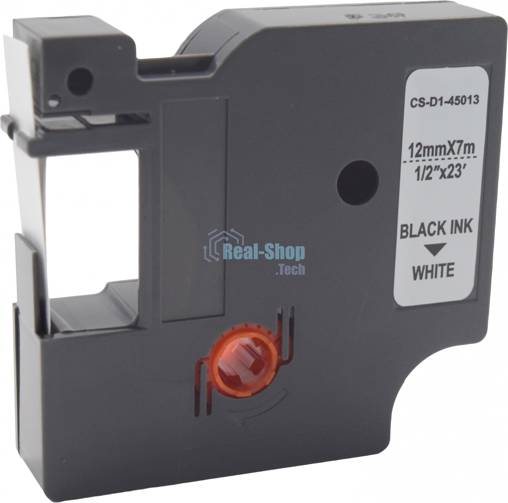 Картридж ленточный Cactus CS-D1-45013 12мм, черный шрифт, белый фон, 7м для DYMO LM 160, 210D, 280, PnP, 420P, 500 TS; Rhino Pro 6000, 5200, 4200