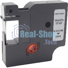Картридж ленточный Cactus CS-D1-45013 12мм, черный шрифт, белый фон, 7м для DYMO LM 160, 210D, 280, PnP, 420P, 500 TS; Rhino Pro 6000, 5200, 4200