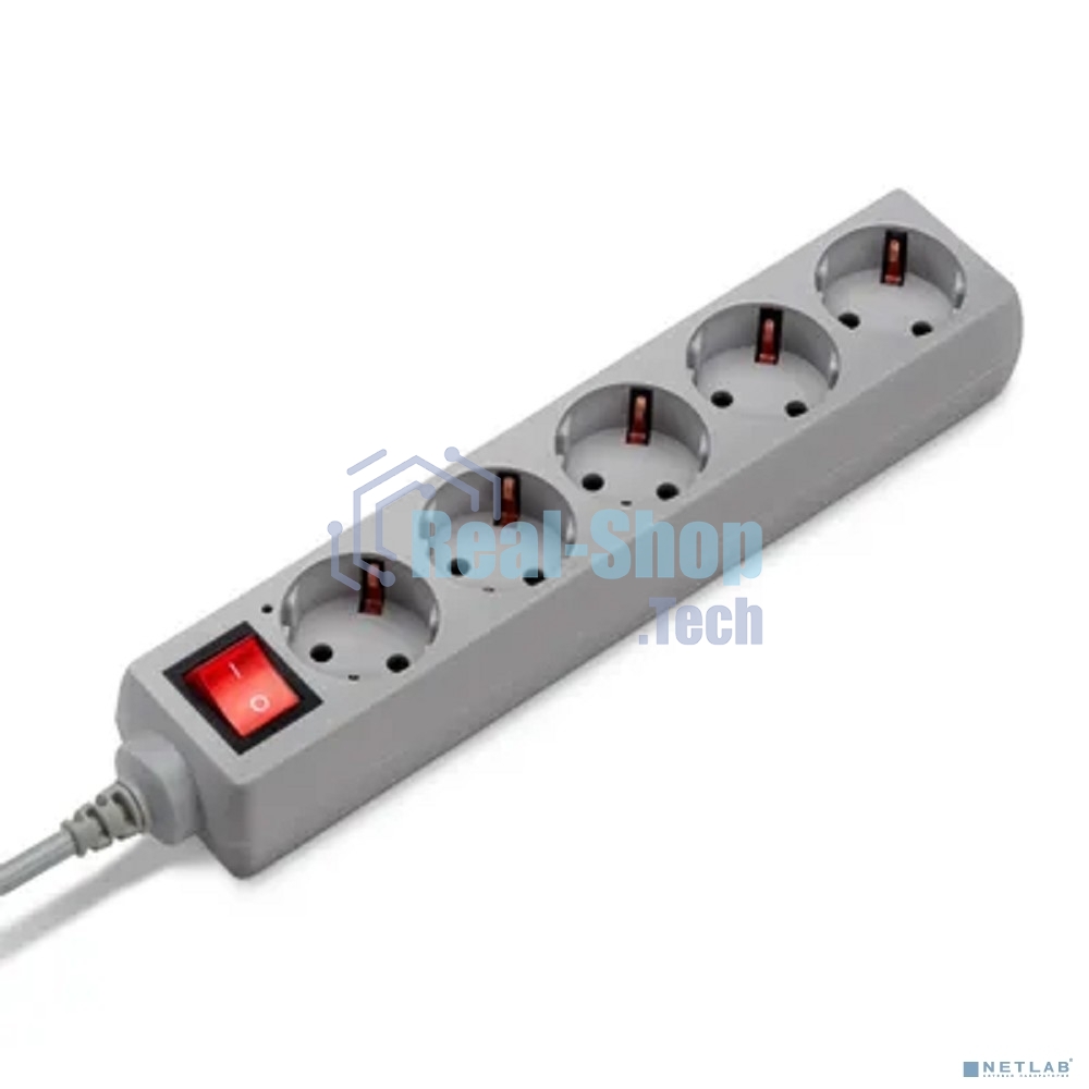 Сетевой фильтр Buro 500SL-5-G 5 м (5 розеток) серый (пакет ПЭ)