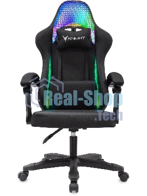 Кресло игровое Knight Wolf RGb черный, крестов. пластик