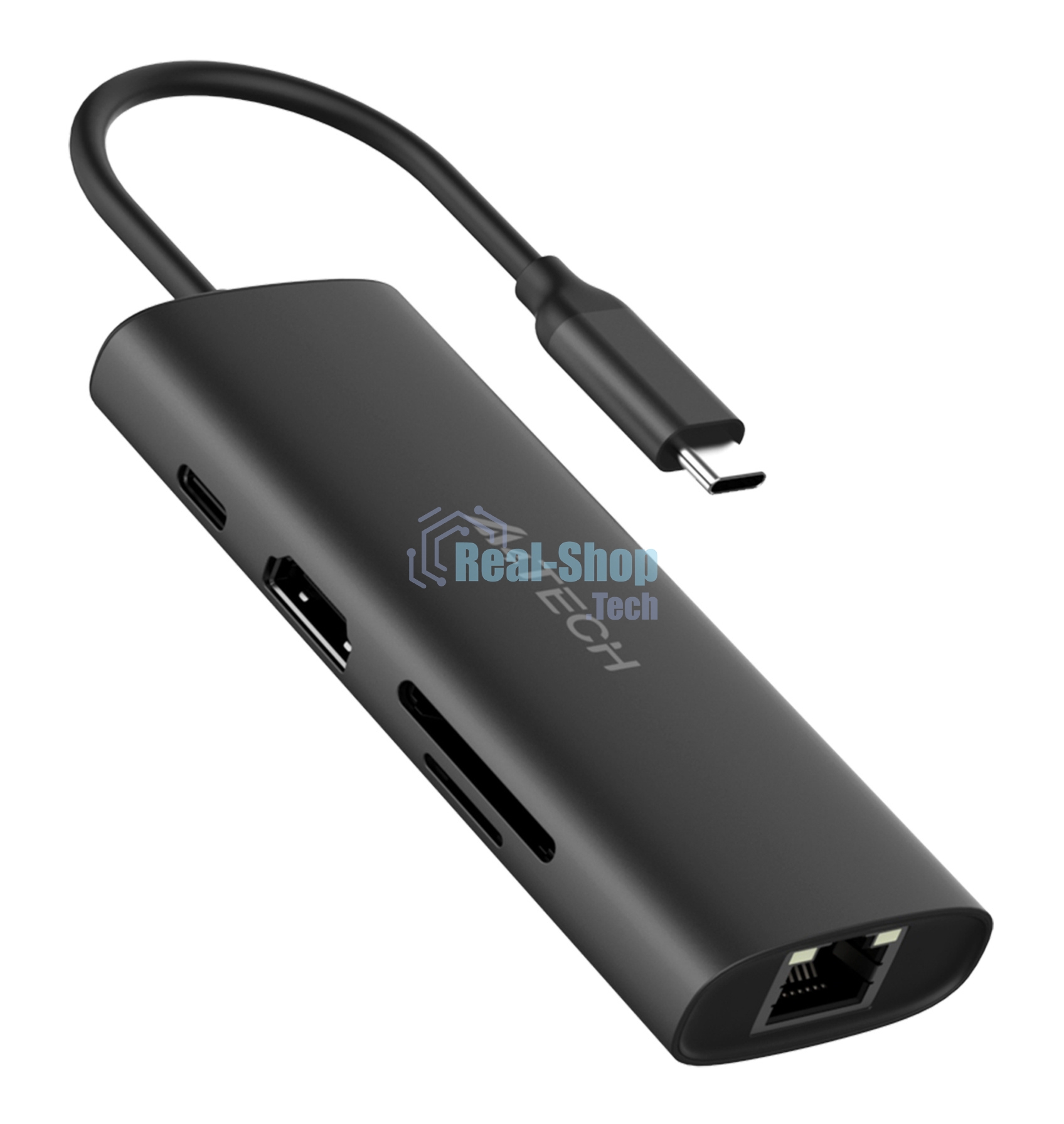 Разветвитель USB-C A4Tech DST-80C 2порт. серый