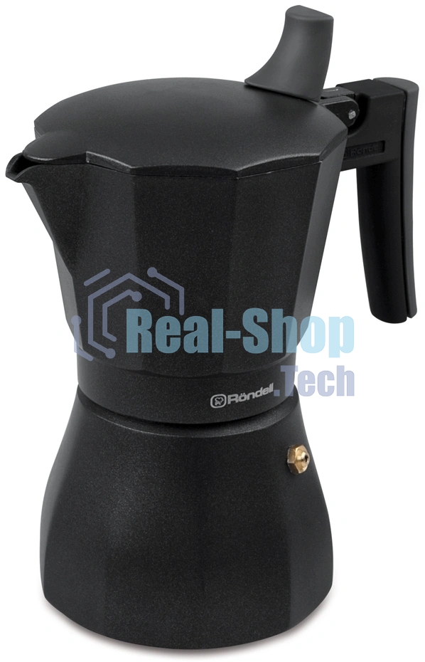 Кофеварка гейзерная Rondell Kafferro RDA-994, 0.45 л, алюминий, черный