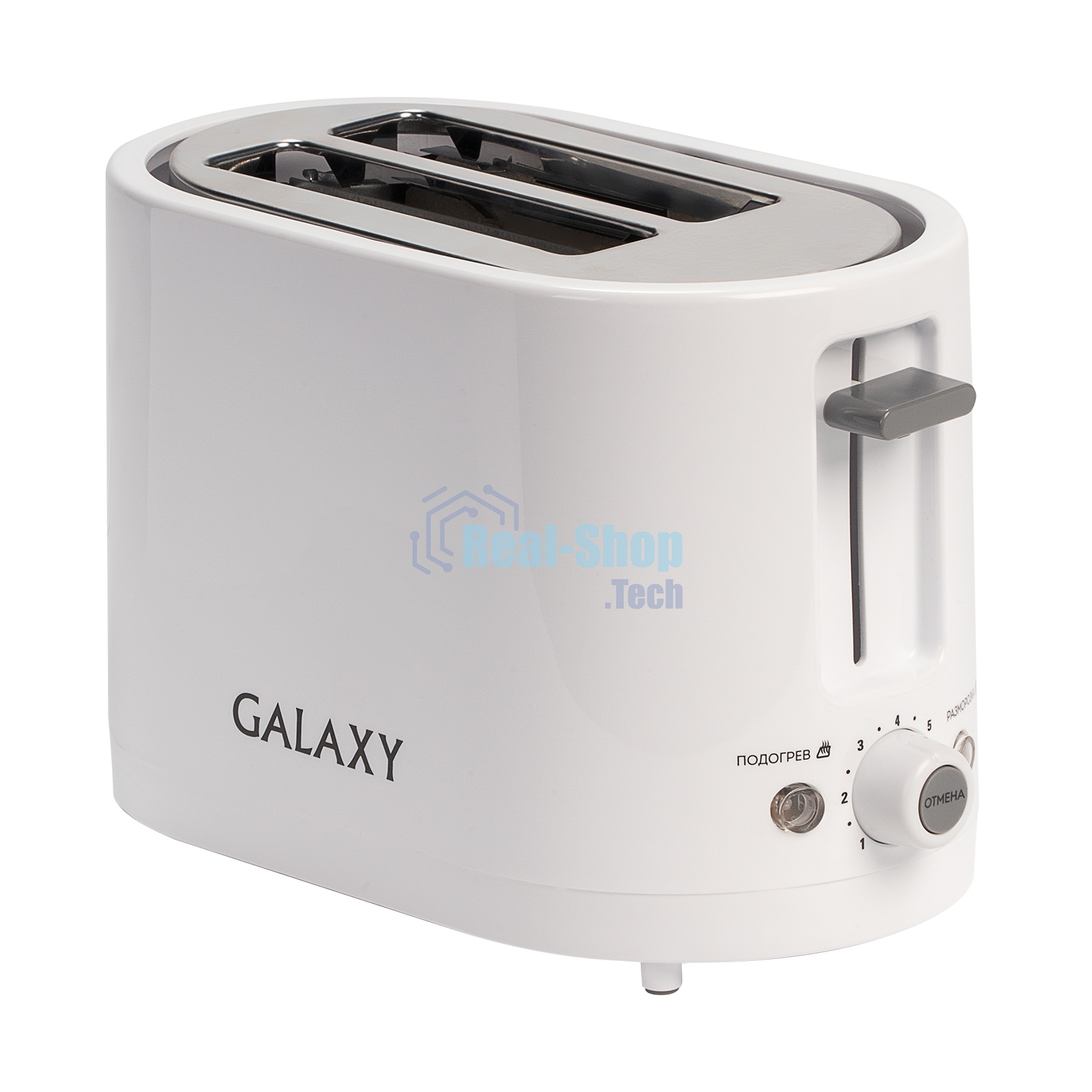 Тостер Galaxy Line GL 2908 белый, 800 Вт, 2 слота