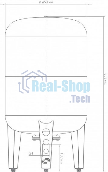 Гидроаккумулятор вертикальный ВП 100 к, комбинированный фланец