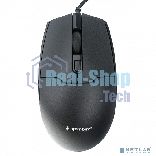 Мышь проводная Gembird MOP-430 черный, 1600 dpi, USB, кнопки - 4