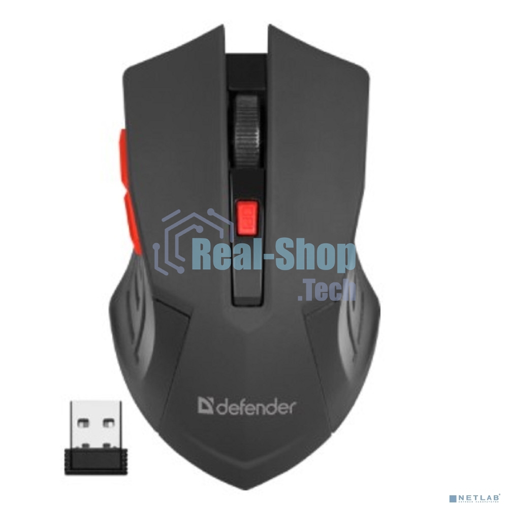 Мышь беспроводная Defender Accura MM-275 красный, 1600 dpi, радиоканал, USB, кнопки - 6