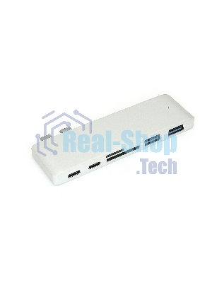 Адаптер сдвоенный Type-C на USB 3.0*2 + Type-C* 2 + SD/TF для MacBook, серебристый