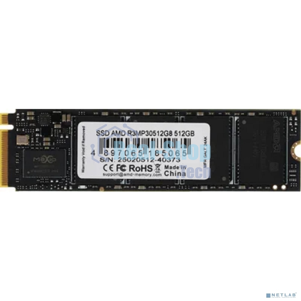Накопитель SSD AMD Radeon R3MP30512G8, 512Gb, PCIe 3.0 x4, M.2 2280, NVMe, R/W 3300/2200