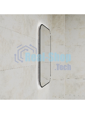 Зеркало Bau Black Rand 60х80, с LED фоновой подсветкой, бесконтактным сенсором, черной окантовкой
