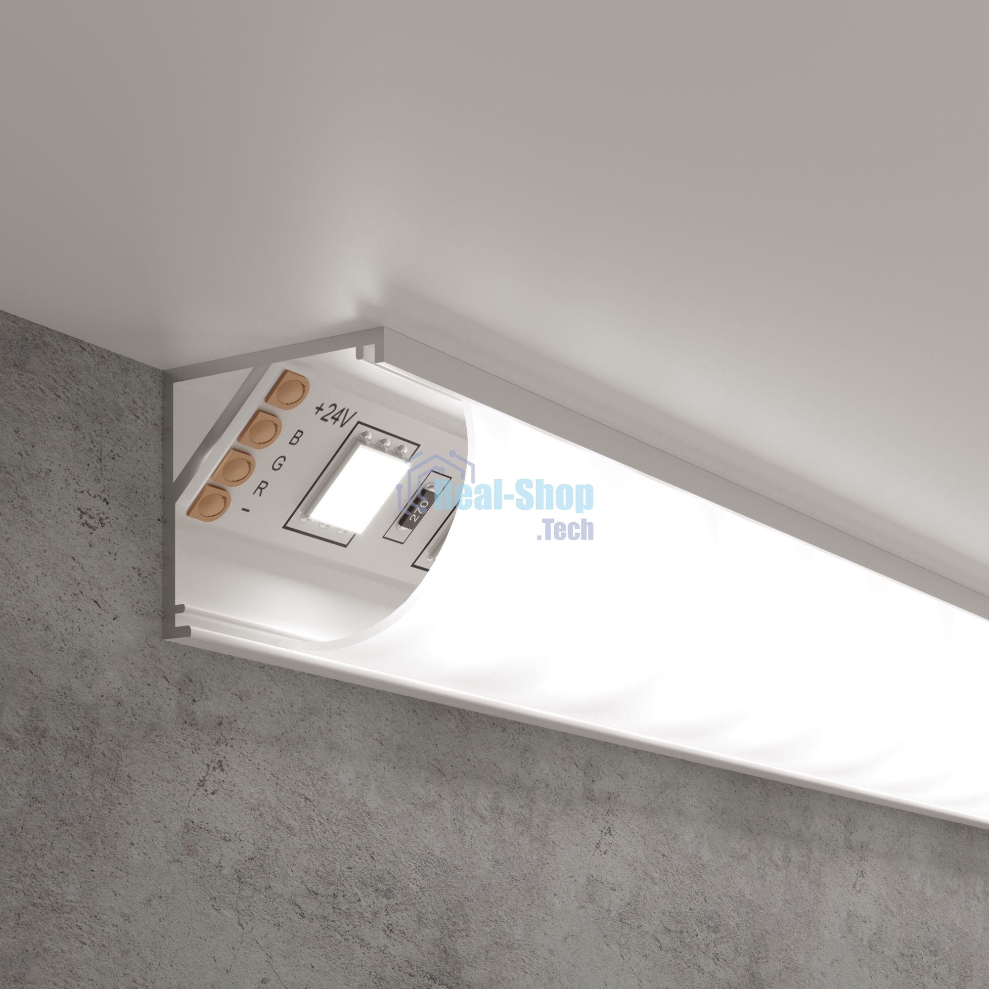 LL-2-ALP008 /  Угловой алюминиевый профиль белый/белый для LED ленты (под ленту до 10mm)