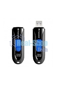 Флешка USB Transcend JetFlash 790 (TS128GJF790K), 128Gb, USB 3.0, R/W 90/40, черный/синий
