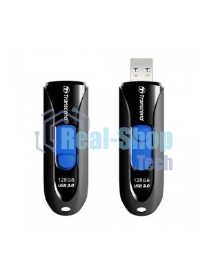 Флешка USB Transcend JetFlash 790 (TS128GJF790K), 128Gb, USB 3.0, R/W 90/40, черный/синий