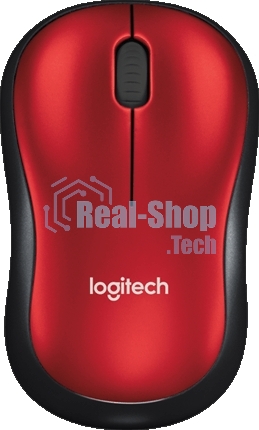 Мышь беспроводная Logitech M185, красный, 1000 dpi, радиоканал, USB, кнопки - 3