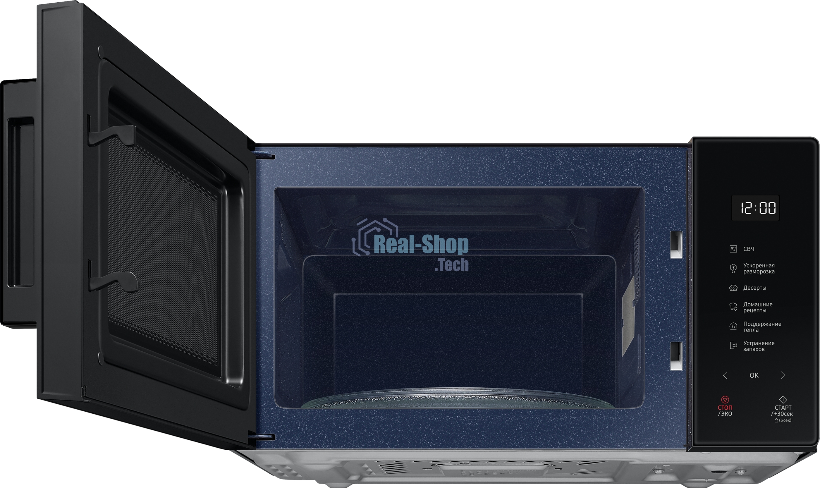 Микроволновая печь Samsung MS23T5018AK/BW черный, 23 л, 800 Вт, переключатели - сенсор