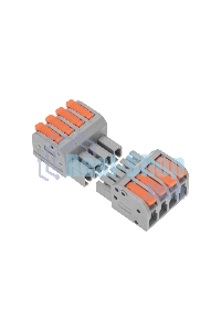 Клемма Rexant СМК 222-424R проходная разъемная 4 полюса серая 0,2-2,5/4мм² (20 шт/уп)