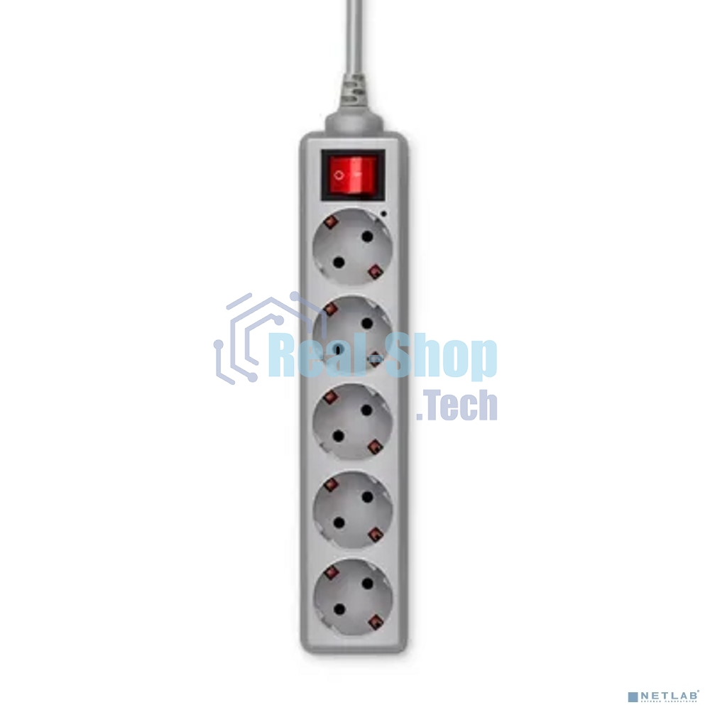 Сетевой фильтр Buro 500SL-5-G 5 м (5 розеток) серый (пакет ПЭ)