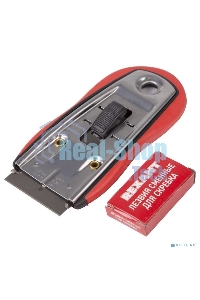 Скребок Rexant с выдвижным лезвием, обрезиненный корпус, 5 запасных лезвий в комплекте