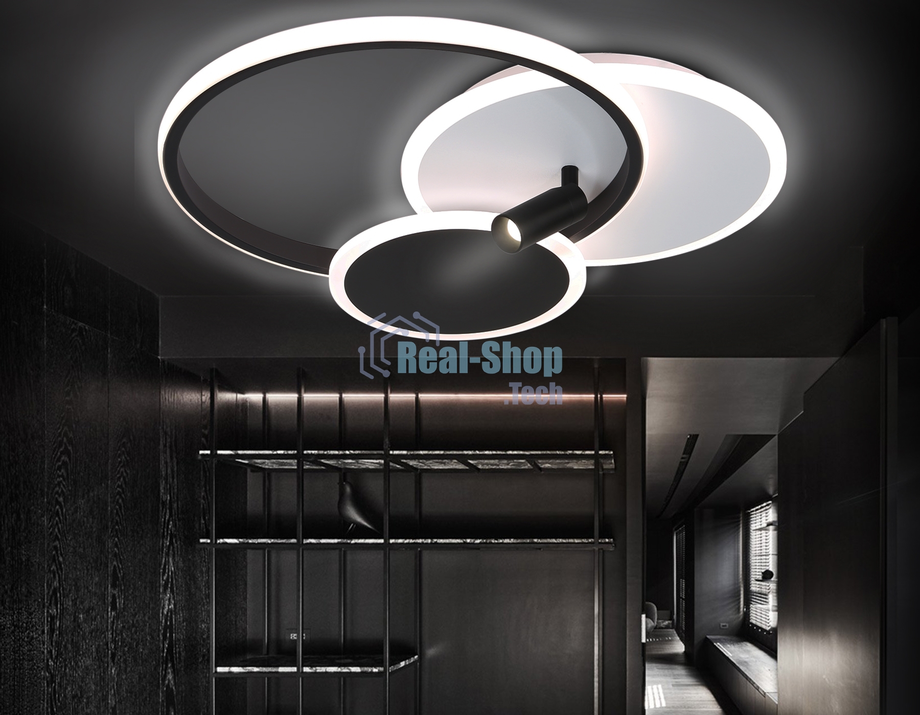 Светильник Ambrella light FL5118/3+1 WH/BK белый/черный 64W 3000K/4200K/6400K+4200K 480*425*110 (ПДУ ИК)