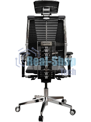 Кресло руководителя эргономичное Метта Yoga Spine Triumph B2 (Черный CC.50.15.13A) Infinity Easy Clean экокожа/сетка с подголов. крестов. алюминий хром