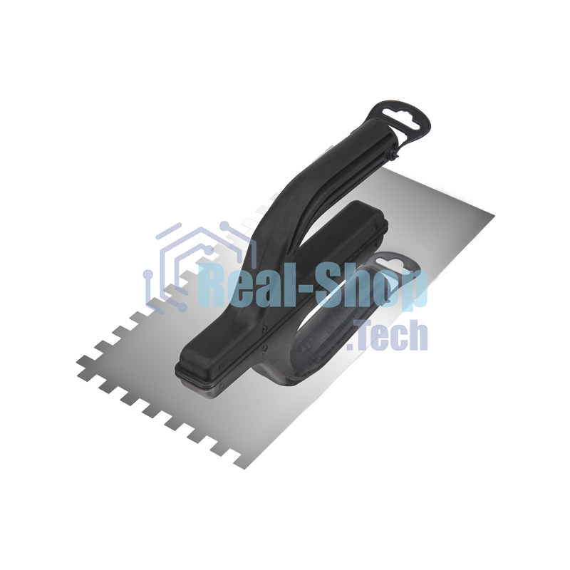 Гладилка нержавеющая Rexant 130х270 мм, зуб 8х8 мм, пластиковая ручка