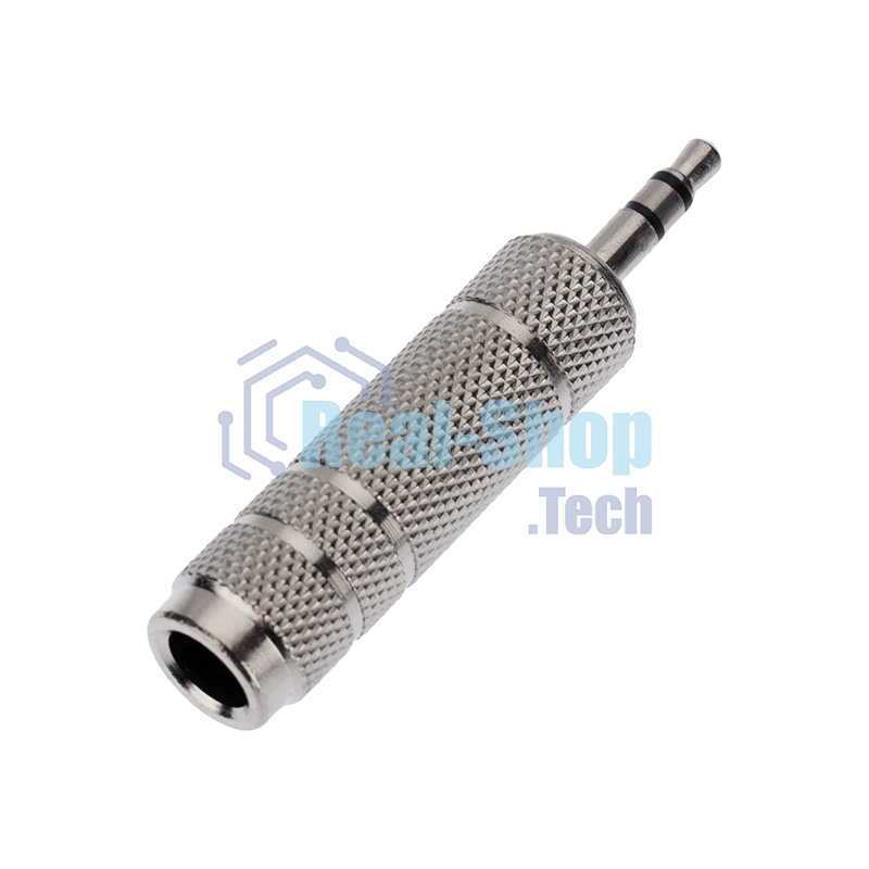 Переходник штекер стерео 3,5 м м - гнездо стерео 6,3 мм, металл Rexant