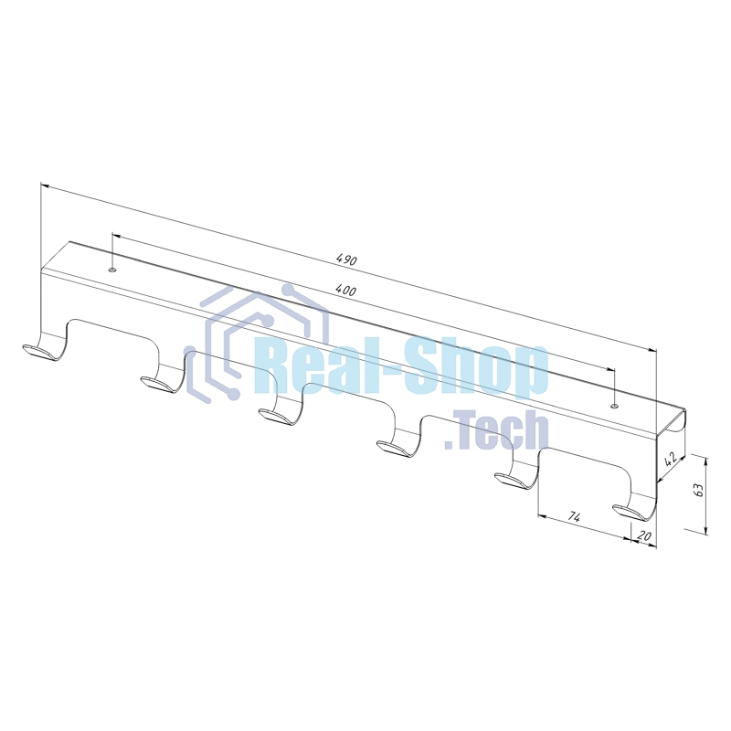 Вешалка Rexant навесная на дверь, 6 крючков, черный