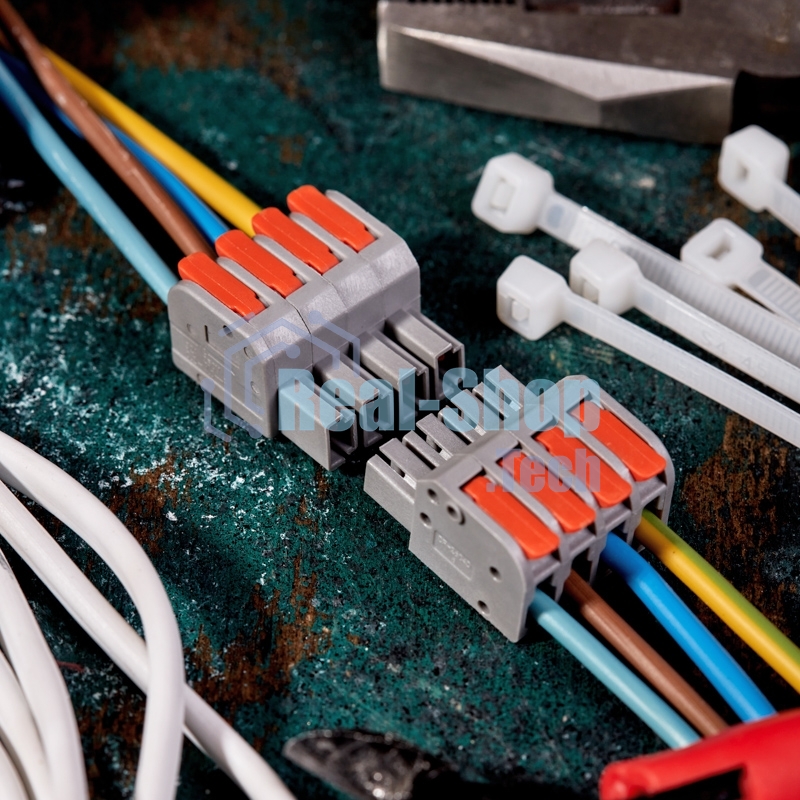 Клемма Rexant СМК 222-424R проходная разъемная 4 полюса серая 0,2-2,5/4мм² (20 шт/уп)