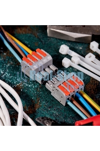 Клемма Rexant СМК 222-424R проходная разъемная 4 полюса серая 0,2-2,5/4мм² (20 шт/уп)