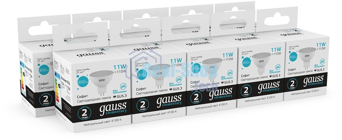 Лампа cветодиодная Gauss Elementary MR16 11W 850lm 4100K GU5.3 LED