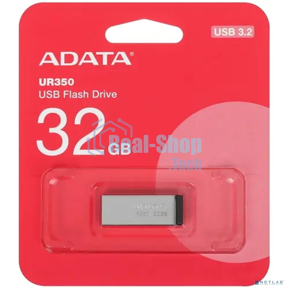 Флешка USB ADATA UR350 (UR350-32G-RSR/BK), 32Gb, USB 3.2, R/W 100/15, серебристый/черный
