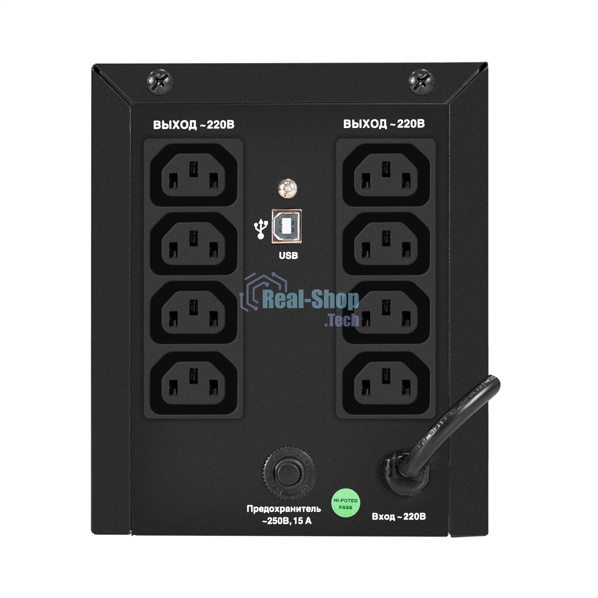 Источник бесперебойного питания ExeGate Power NB-2200.LED.AVR.8C13.USB (2200VA/1300W, LED, AVR, 8*C13, USB, батарея 12V 9Ah - 2 шт., металлический корпус, Black)