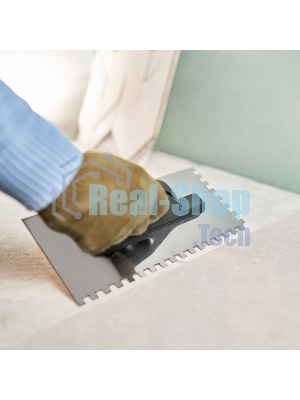 Гладилка нержавеющая Rexant 130х270 мм, зуб 8х8 мм, пластиковая ручка