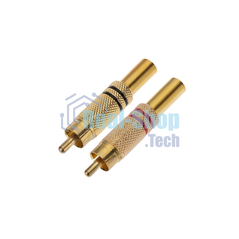 Разъем штекер Proconnect RCA металл пайка ZN черный/красный GOLD
