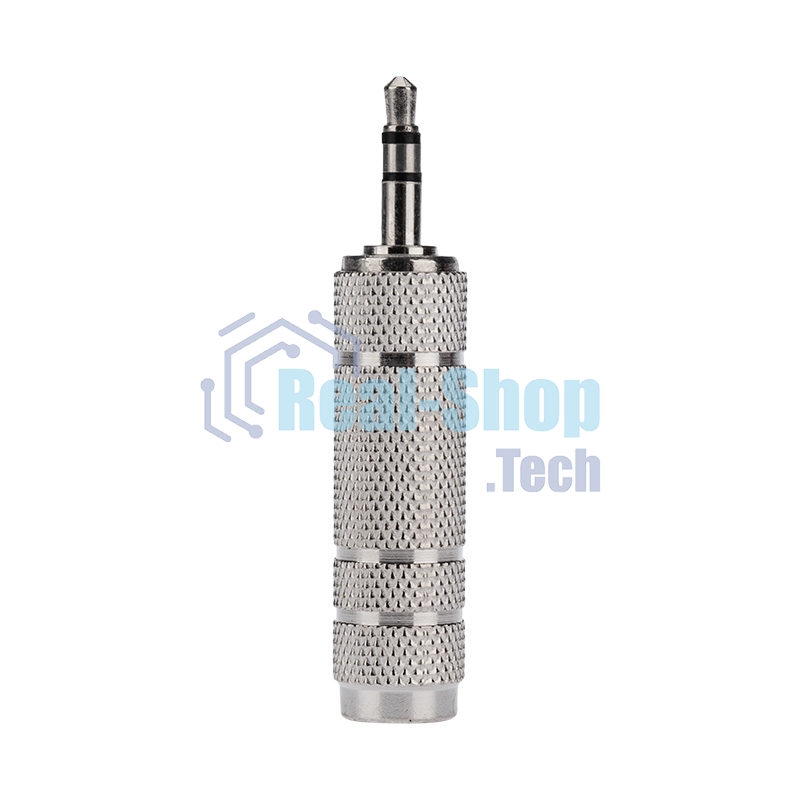 Переходник штекер стерео 3,5 м м - гнездо стерео 6,3 мм, металл Rexant