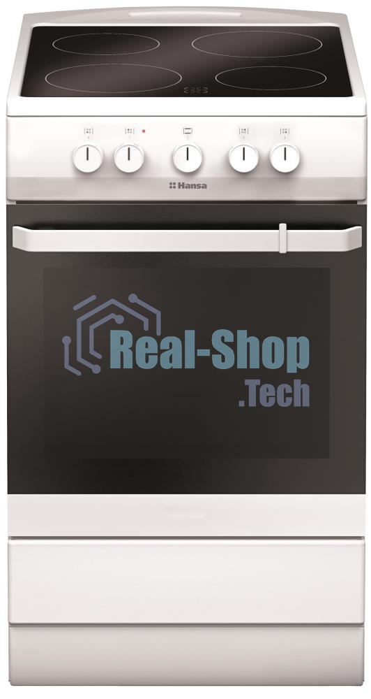 Плита электрическая Hansa FCCW54000 белый, конфорок 4 шт, духовка 68 л, 50 см x 85 см x 60 см