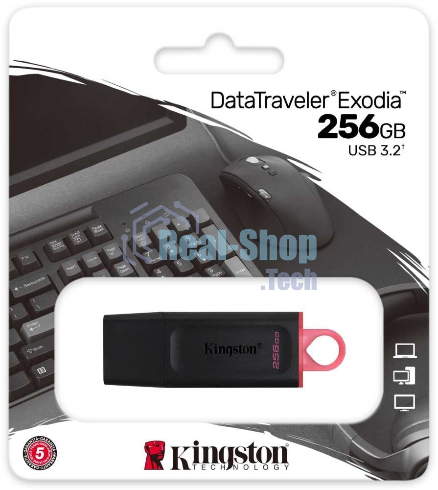 Флешка USB Kingston 256Gb USB 3.2 Gen1 DataTraveler Exodia черный/розовый