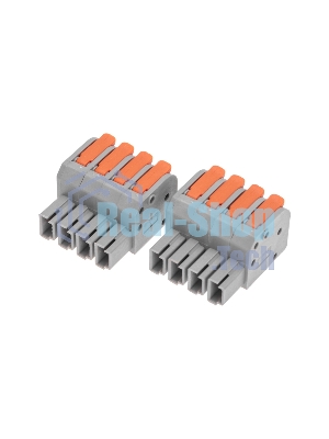 Клемма Rexant СМК 222-424R проходная разъемная 4 полюса серая 0,2-2,5/4мм² (20 шт/уп)