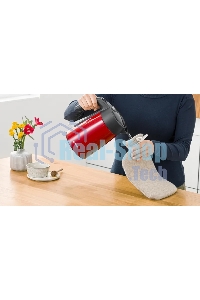 Чайник электрический Bosch TWK7L464, 1.7л, 2400 Вт., нерж.сталь, покрытая эмалью, красный,шкала уровня воды