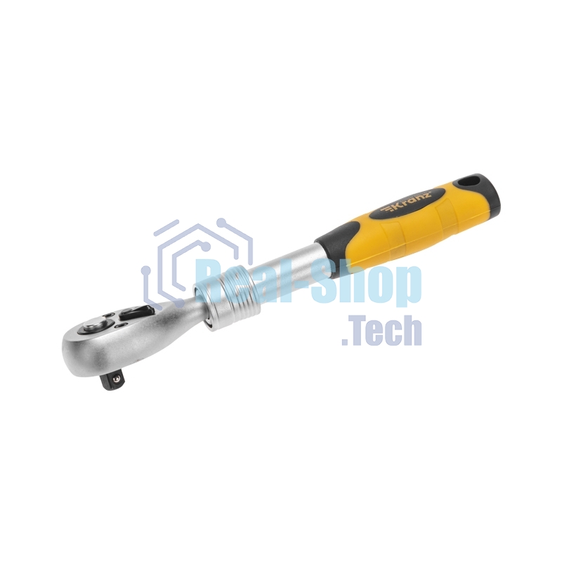 Ключ телескопический трещоточный Kranz 1/4, 162-210мм, CrV, двухкомпонентная рукоятка