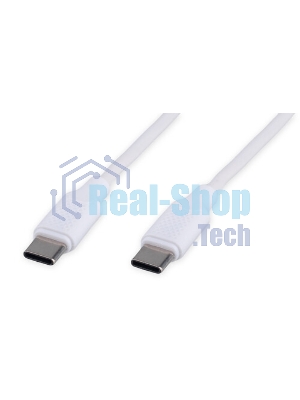 Кабель USB2.0 Cablexpert CC-USB2-CMCM-60-1M-W, Type-C/Type-C, 3А, 60Вт, PD/QC3.0, медь, 1м, белый, пакет