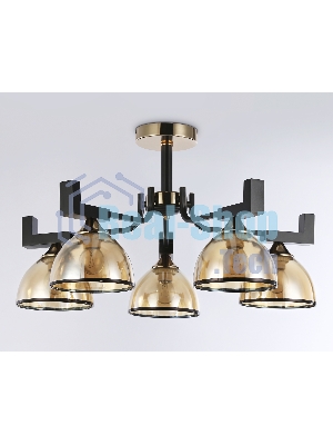 Светильник Ambrella light TR9099/5 BK/GD/TI черный/золото/янтарь E27*5 max 40W D600*316