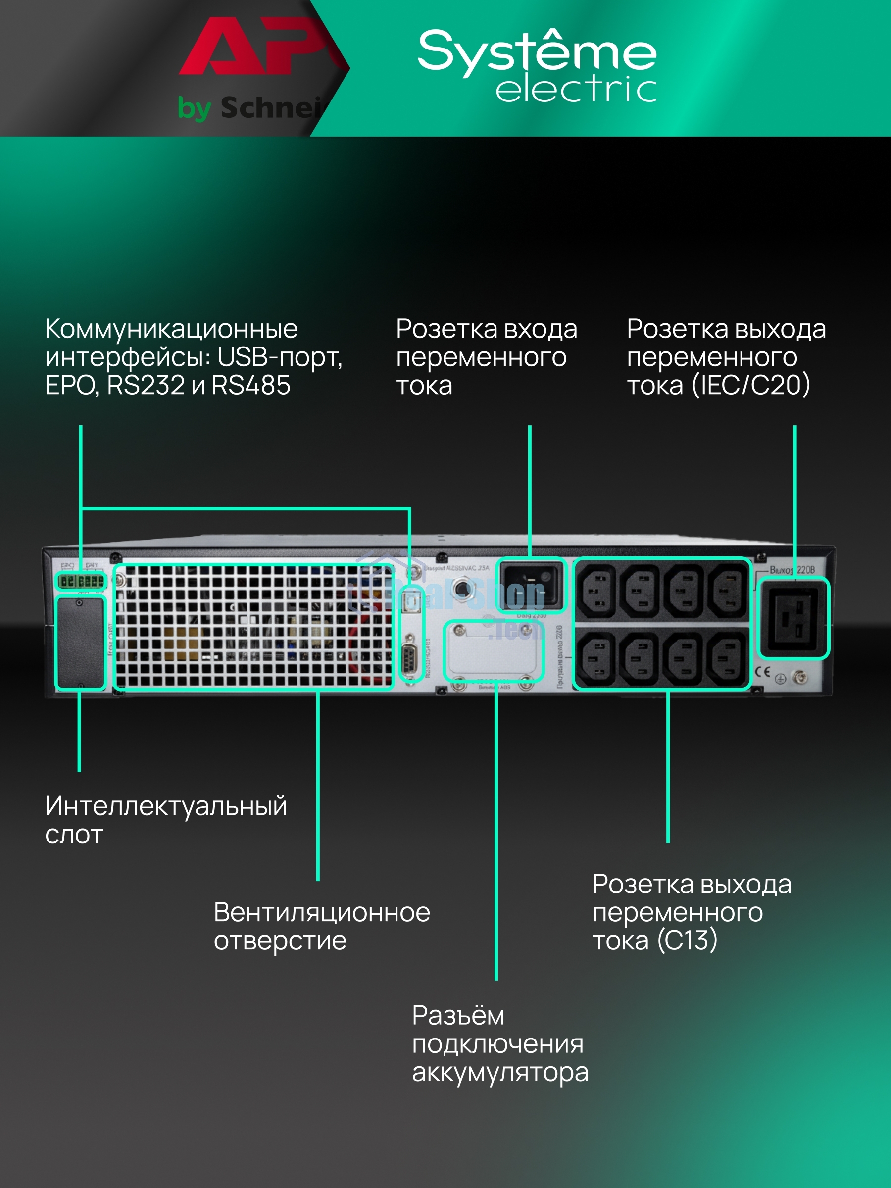 Источник бесперебойного питания Systeme Electric Smart-Save Online SRT/3000 ВА/3000 Вт/8xIEC C13 + 1х IEC 320 С19