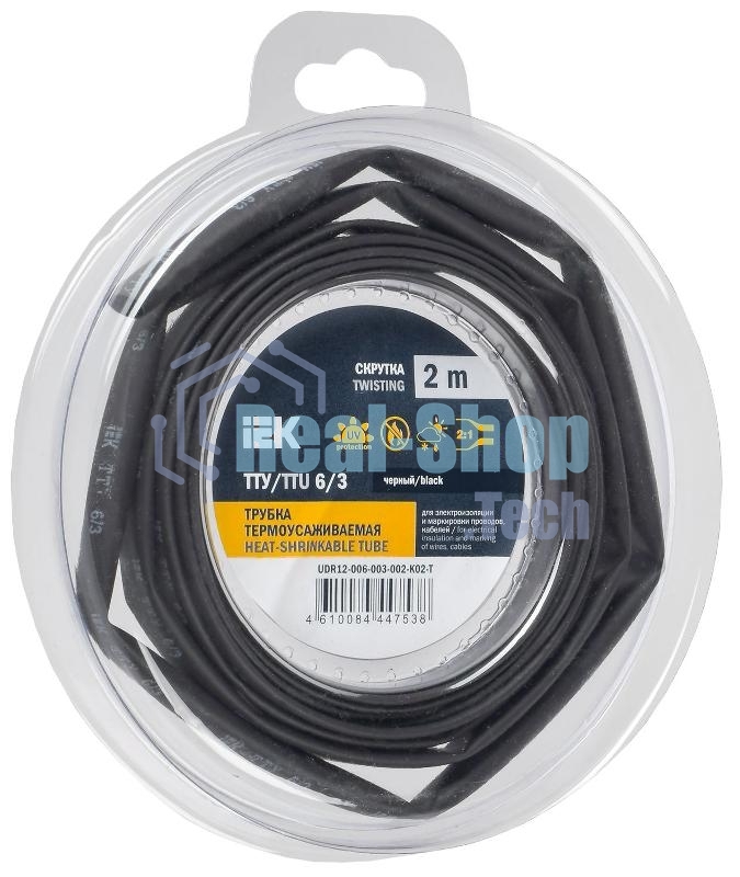 Трубка термоусадочная ТТУ нг-LS 6/3 черный (уп.2м) IEK UDR12-006-003-002-K02-T