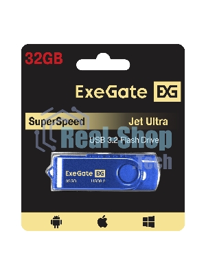 Exegate EX302050RUS USB-флеш накопитель ExeGate Jet Ultra 32GB синий (USB3.0/=USB3.1 Gen1/=USB3.2 Gen1 5Gbps, пластик/металл)